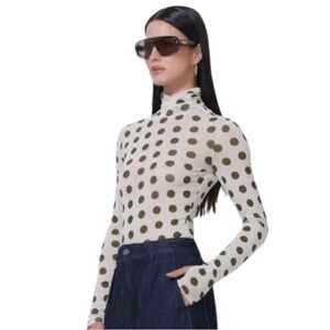 AFRM Zadie Mesh Turtleneck Top Long Sleeve Thumbholes Size XL